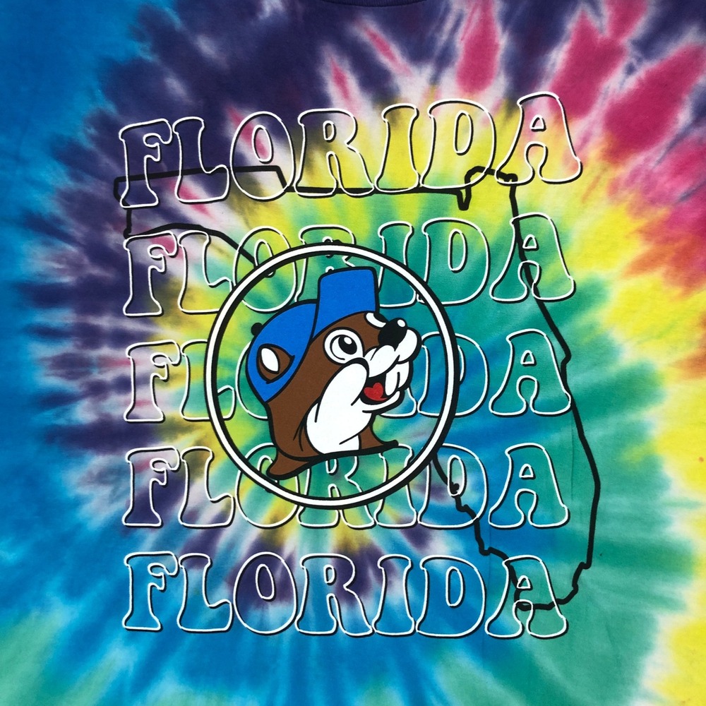 Buc-ees Florida Tie Dye T Shirt Adult Size Large Short Sleeve Graphic Tee